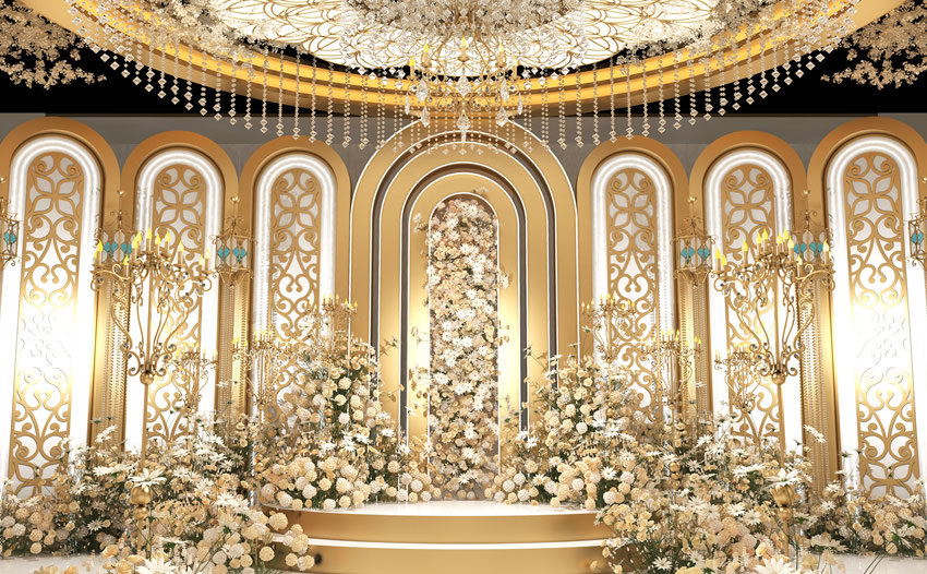 疏附香槟色调婚礼堂效果展示